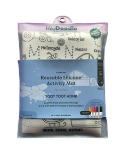 Hey Doodle Reusable Colouring Silicone Placemat - Toot Toot Honk