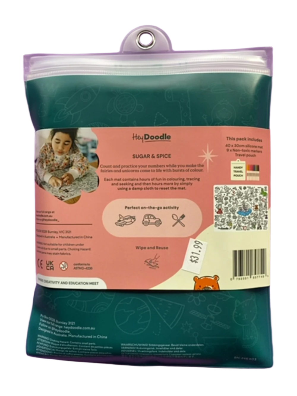 Hey Doodle Reusable Colouring Silicone Placemat - Sugar & Spice