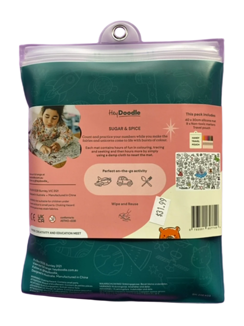 Hey Doodle Reusable Colouring Silicone Placemat - Sugar & Spice