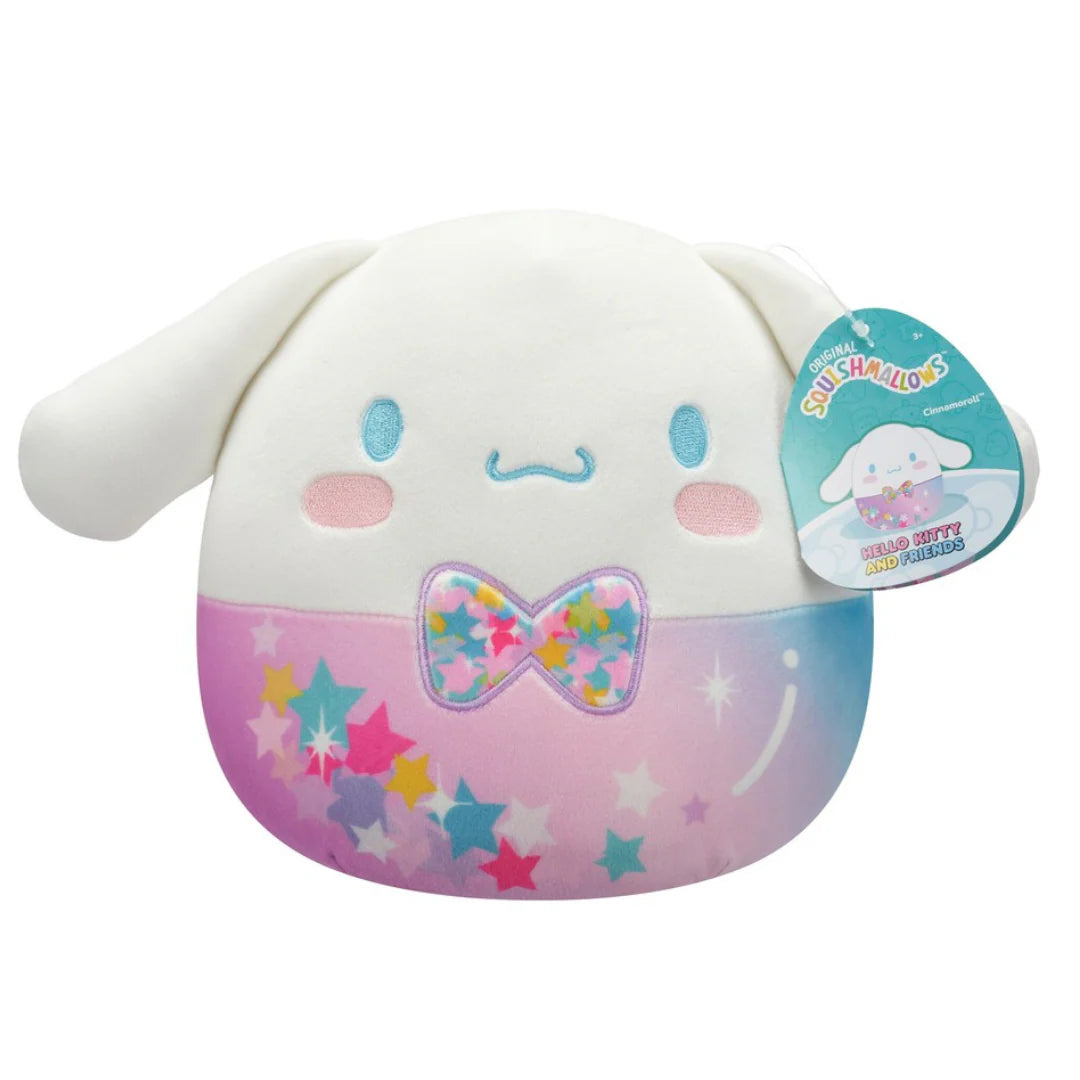 Squishmallows Hello Kitty and Friends Cinnamoroll Plush, 8 Inch, Stars and Bowtie Design