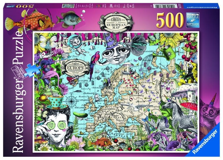 Ravensburger European Map, Quirky Circus 500 Piece Jigsaw Puzzle