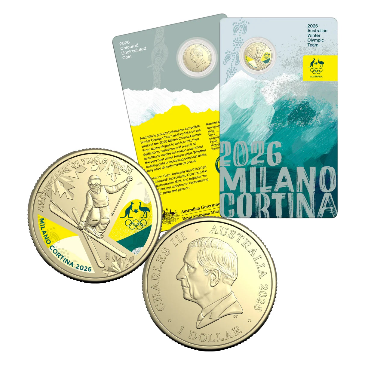 2026 $1 Coloured Uncirculated Coin – 2026 Australian Winter Olympic Team