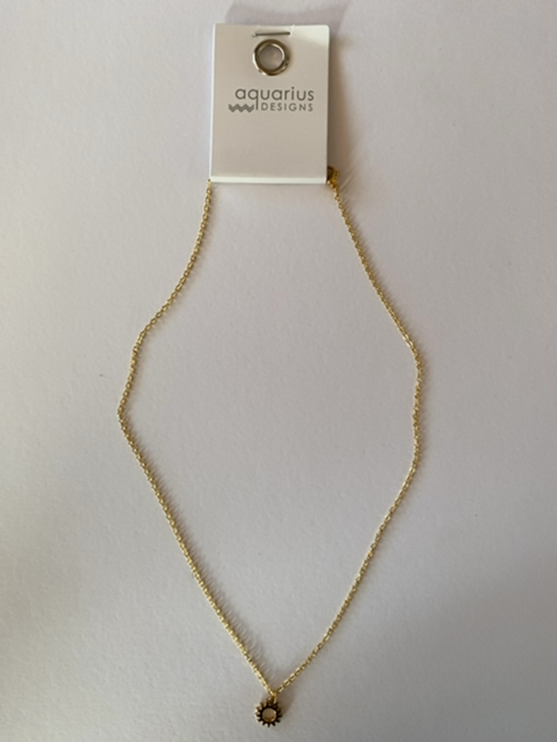 Gold Necklace with Sun Pendant