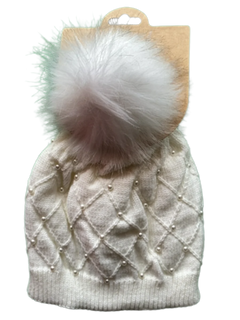White Beanie with Pearls