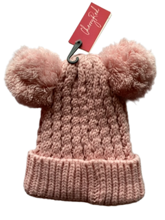 Pink Beanie with Pom Poms