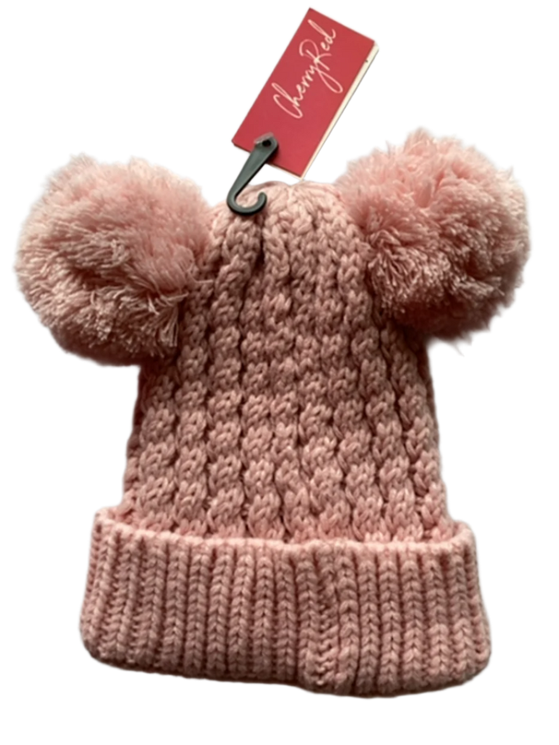 Pink Beanie with Pom Poms
