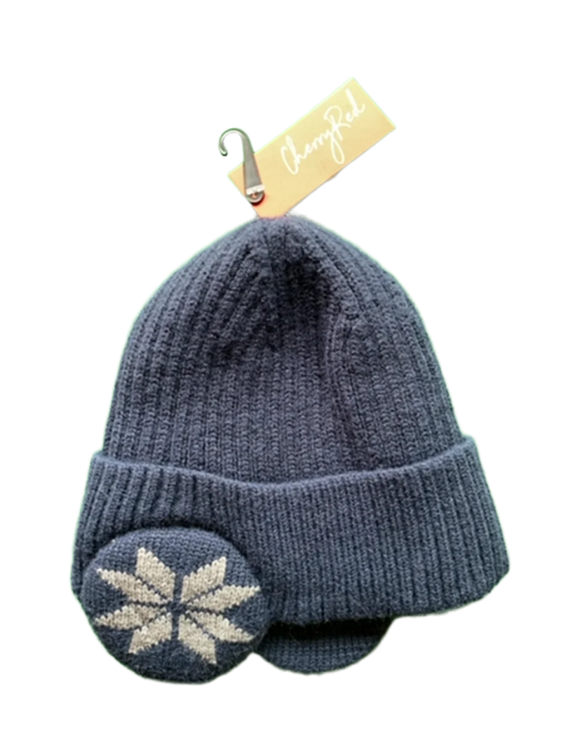 Navy Beanie with Ear Warmers