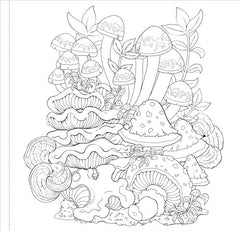 Mushrooms Adult Coloring Book 