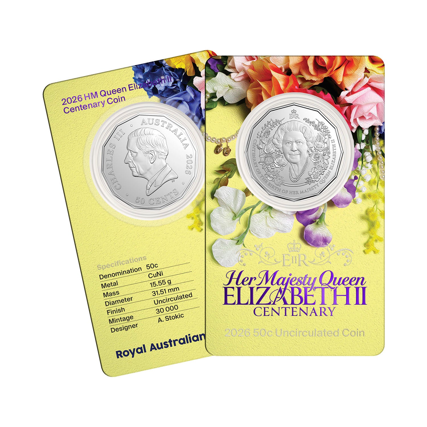 2026 50c Uncirculated Coin – HM Queen Elizabeth II Centenary of Birth